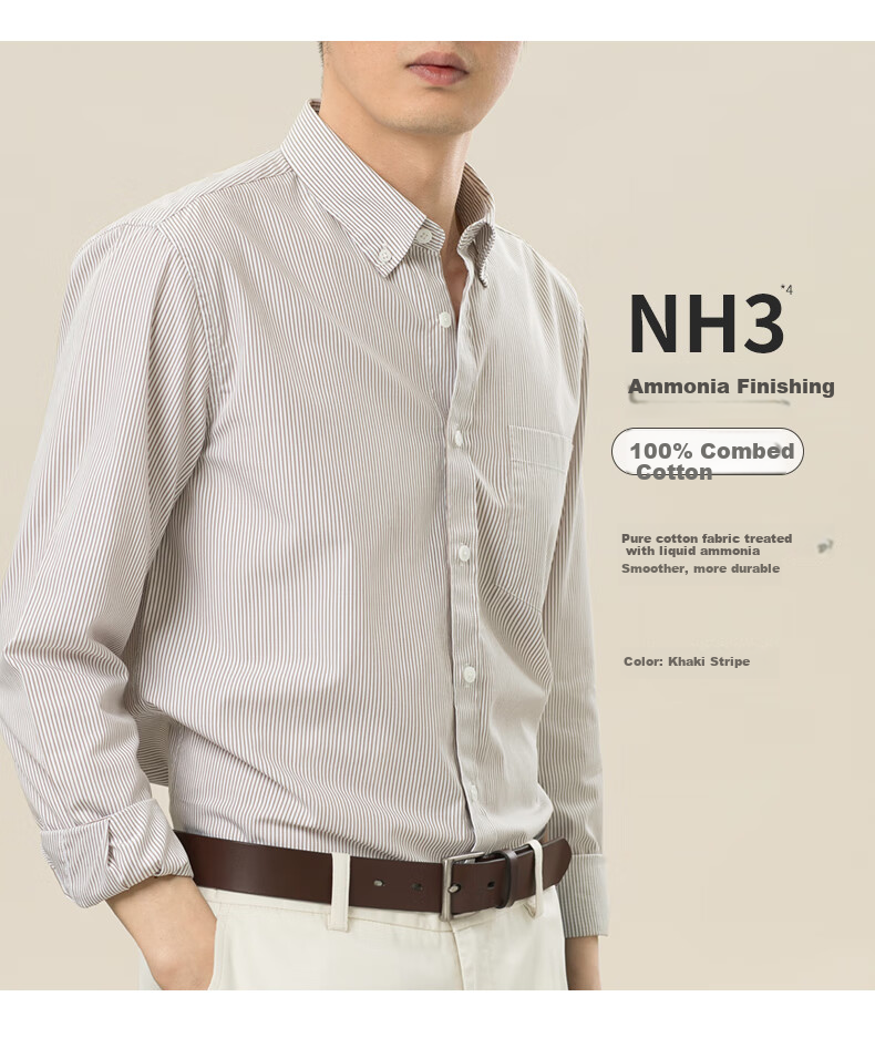 BLACKMONDAY [Liquid Ammonia] Pure Cotton Long-Sleeve Shirt for Men, All-Cotton Vertical Striped Formal Business Casual Dress Shirt 1