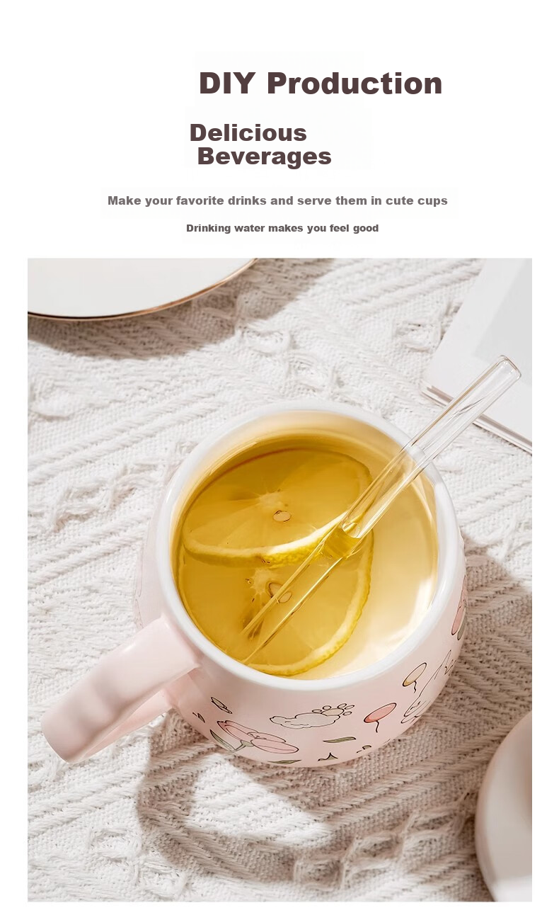 Baqianxing Ceramic Mug with Lid, Stylish Cup, Birthday Gift for Girlfriends, Companionship Gift 8