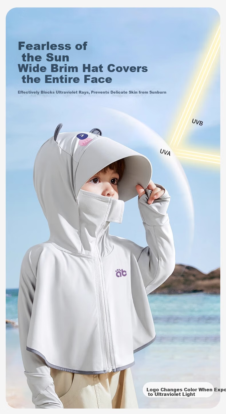 Aibedila Baby Sunscreen Jacket Summer Thin Ice Silk Cooling Sun Protection Clothing Unisex Kids Air Conditioning Cape 6