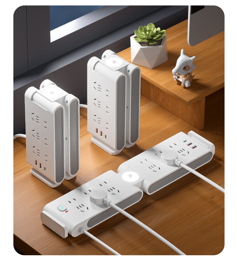 Sushiheermo [One Wireless Charging Layer + Clock] Tri-Color Warm Night Light Floor Socket - 3USB Desktop Charging Station, 0.8 Meter Power Strip, Multi-Functional All-In for Bedroom, Desk And Office 11