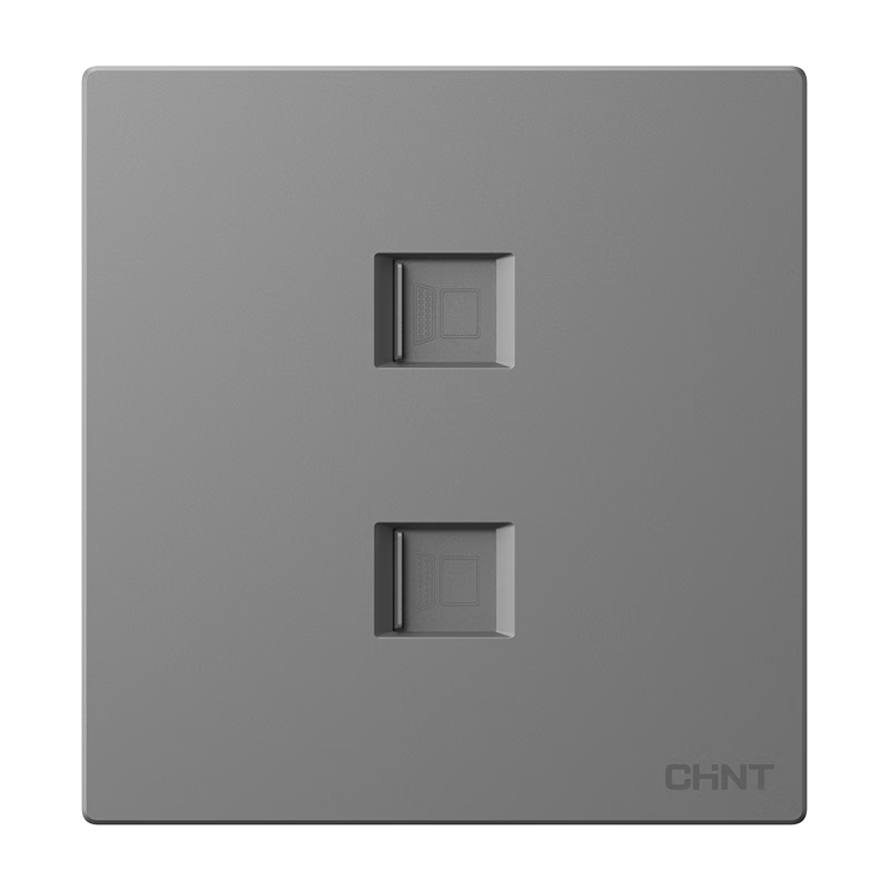 CHNT Switch Socket No-Paint Cream Style Large Panel Concealed Socket Faceplate X1M Dual Computer Socket Phantom Silver Gray