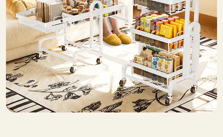 QIAONAMEI Folding Mobile Storage Rack with Wheels for Balcony, Snack Organizer and Flower Stand 6800-WH 4