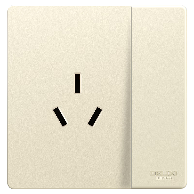 DELIXI CD806 Matte Frosted Cream Style Large Panel Single Switch Single Control Three-Hole 16A Silver Osmanthus Yellow Socket