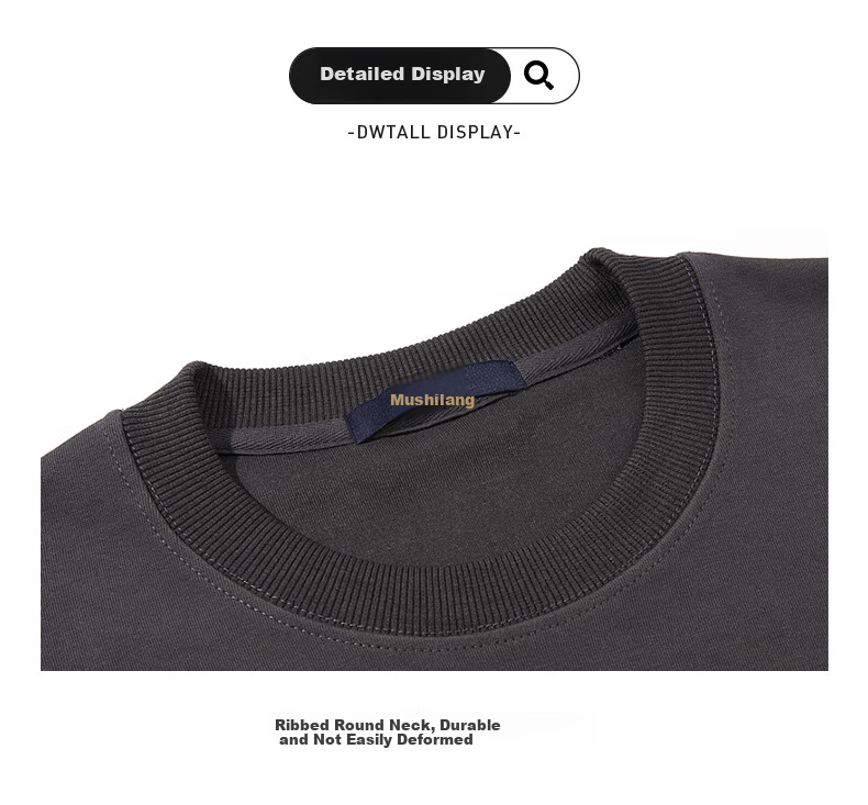 MUSHILANG [Cotton] Sweatshirt, Men's Long-Sleeve Round Neck, Autumn And Winter, Middle-Aged And Young, Base Layer, Fashionable Casual Trendy T-Shirt, Men's Clothing 7