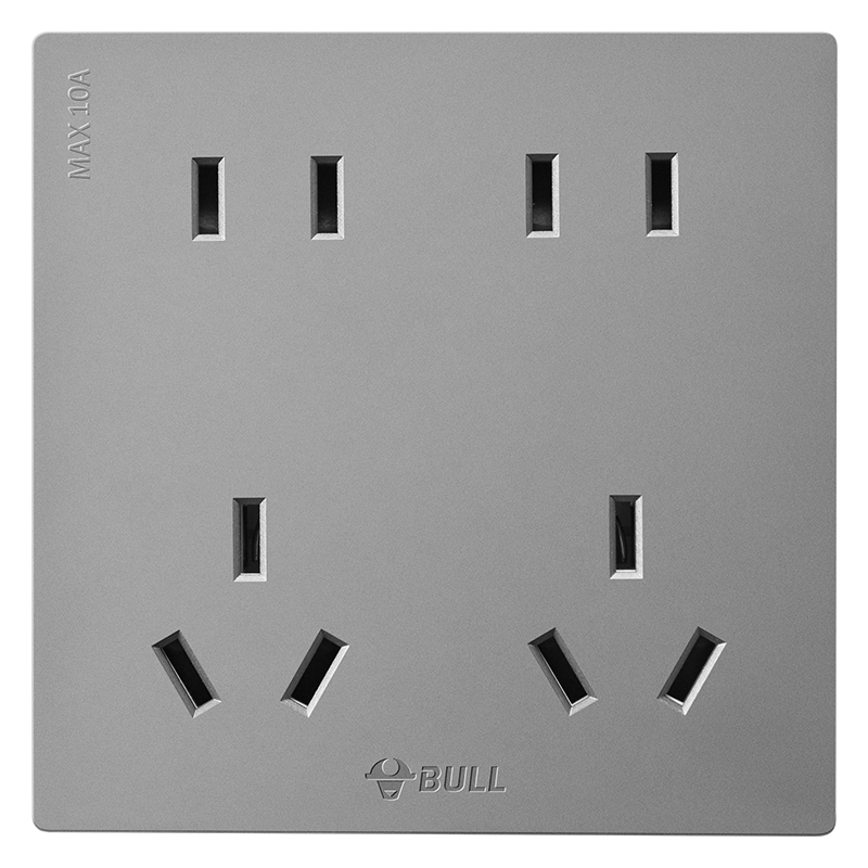 BULL Switch Socket, G12 Series, Ten-Hole Socket, 86-Type Socket Panel, G12Z423, Space Gray