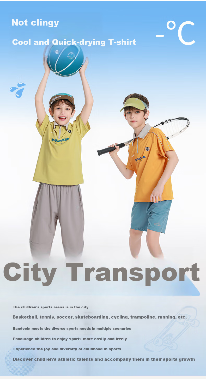 BANDOCIN Boys' Sports Polo Shirt, Summer Lightweight Stylish New Design, Children's Summer Short-Sleeve T-Shirt, Sunshine Orange, Size 140 2