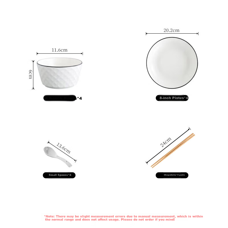 Chuanqi Ceramic Dinnerware Set, 16 Pieces, Bowls And Plates for Home Use, Complete Set, Xuan Yue Design, Suitable for 2-4 People