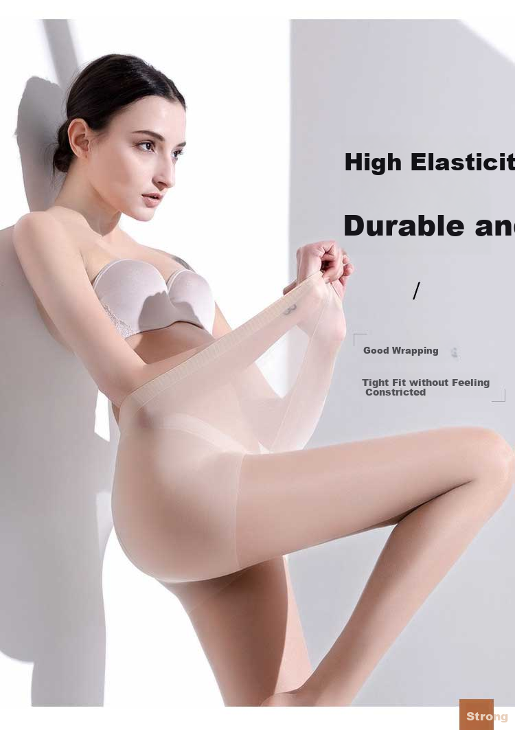 LangSha Women's Plus Size Pantyhose, Double Thigh-High Stockings, Ultra-Thin Black Silk Sexy Tights, Summer Long Tube Flesh-Colored Leggings Socks 6