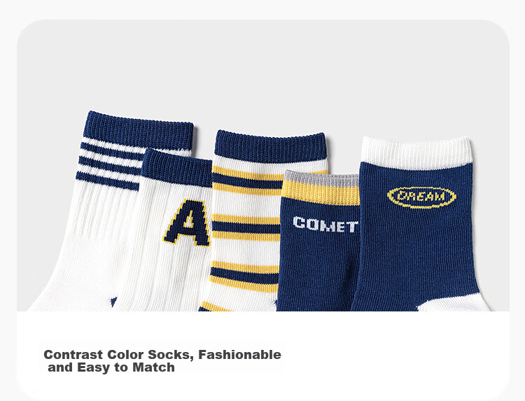 BALABALA Girls' Socks, Autumn Children's Mid-Calf Socks, Student Socks, Soft And Elastic, Not Tight on Feet, Sweet Style, Five Pairs Pack, 209925172003 2