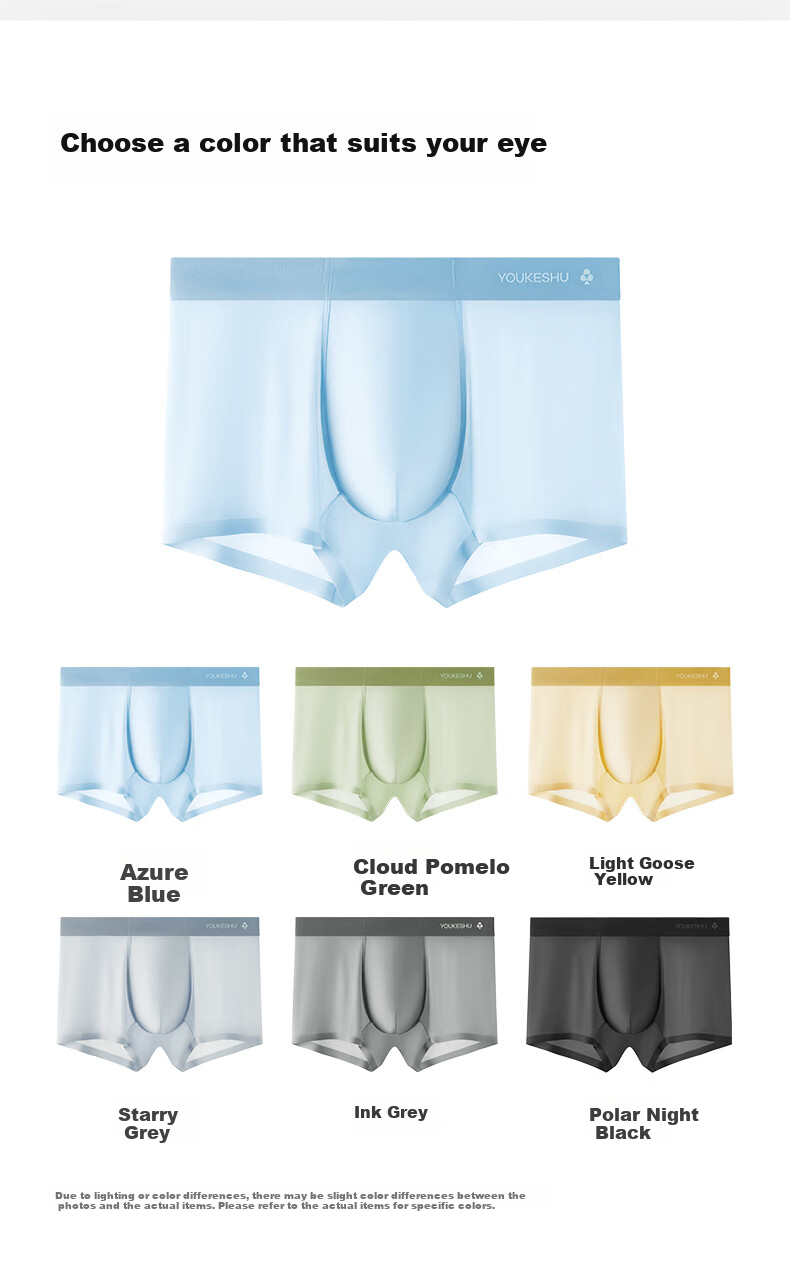 YOUKESHU Men's Underwear, Ice Silk Cool-Feeling, 10A Antibacterial Pure Cotton Crotch, Summer Boxer Briefs for Men And Teenagers 28