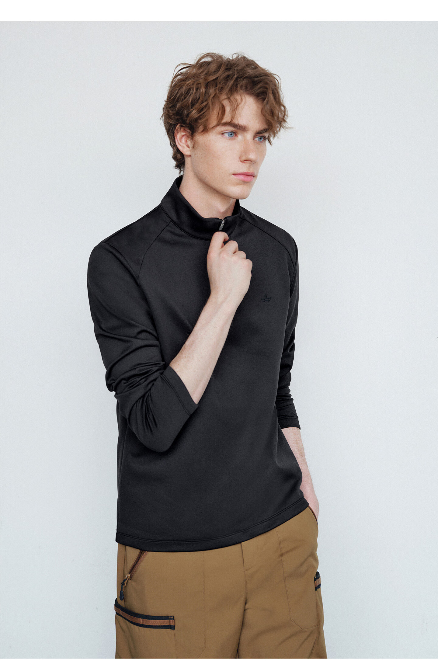 Navigare Celebrity-Inspired Small Sailboat Men's Half-Zip Brushed Casual Sweatshirt Inner Layer Top 1135845304 34
