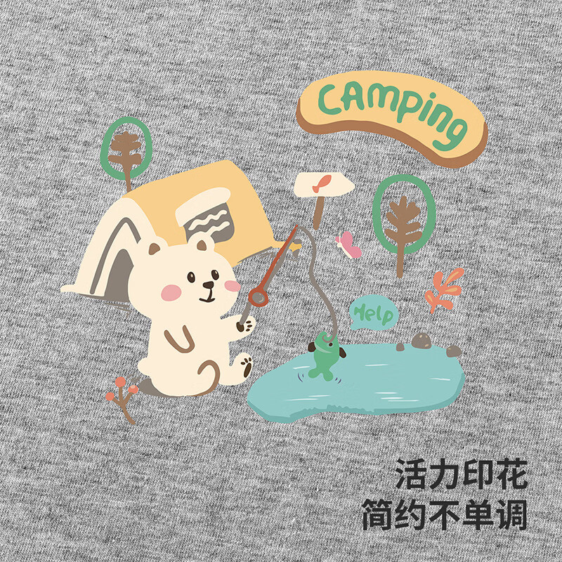 Badibadi Summer Baby Toddler Cotton Set Sleeveless Vest Shorts Unisex Baby Light Gray Cat Fishing 100