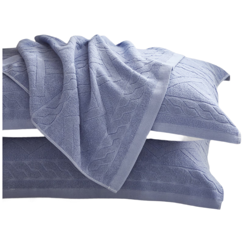 Hengyuanxiang 100% Pure Cotton Thickened Pillow Towel Blue 52*75cm (Pair)