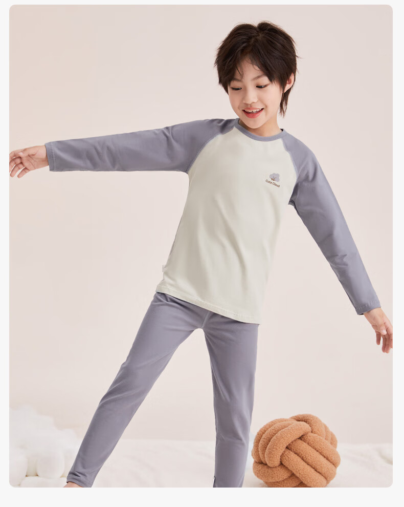 YUZHAOLIN Kids Thermal Underwear Set Boys Girls Class A Cotton Autumn Top and Bottom Moisture-Wicking Homewear Peach Pink Size 130 3