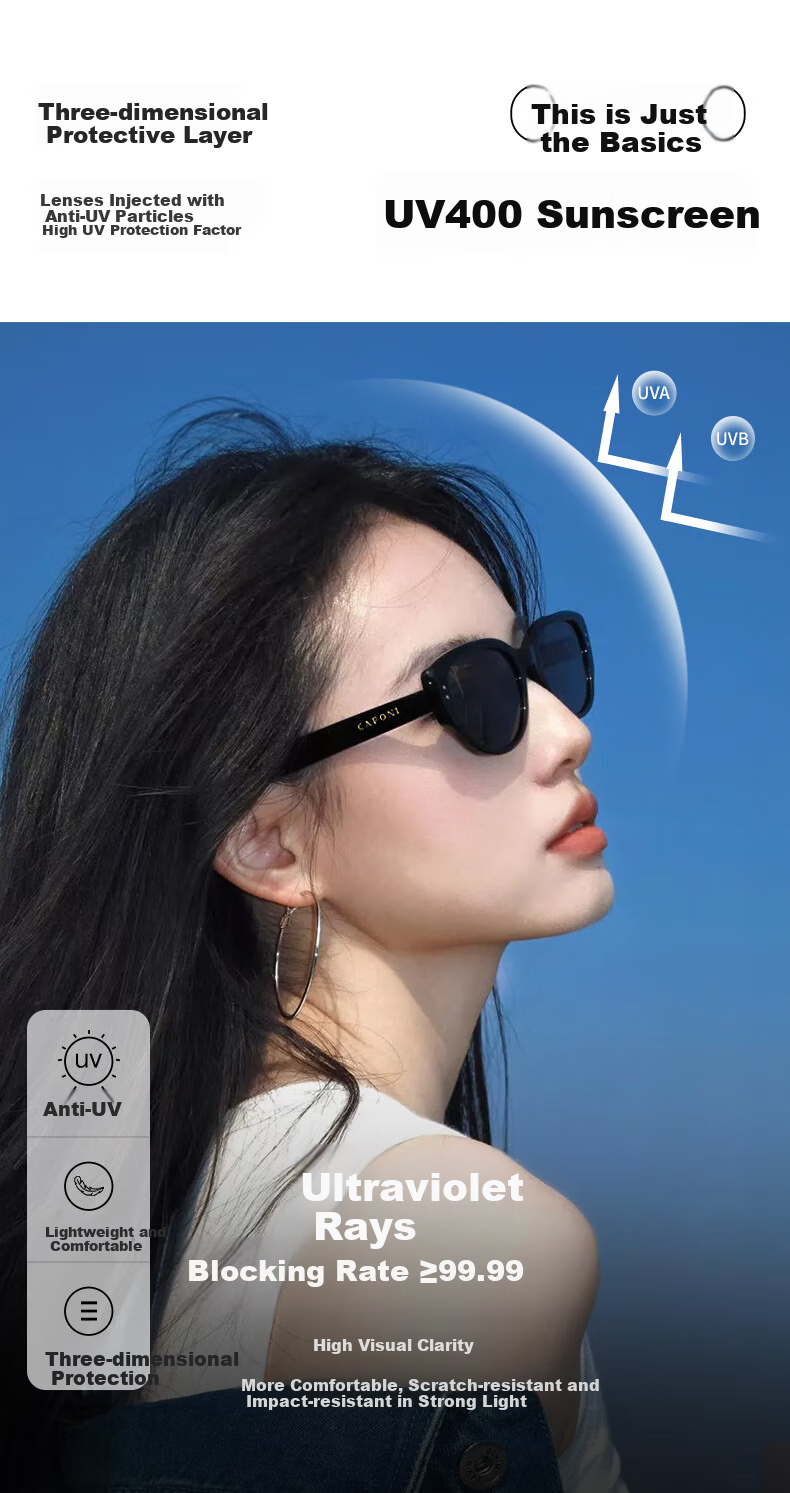 CAPONI Cat Eye Sunglasses for Women, Polarized Sunglasses, Father's Gift for Boyfriend, Girlfriend Or Wife, Practical Eyewear Gift Box Set 8
