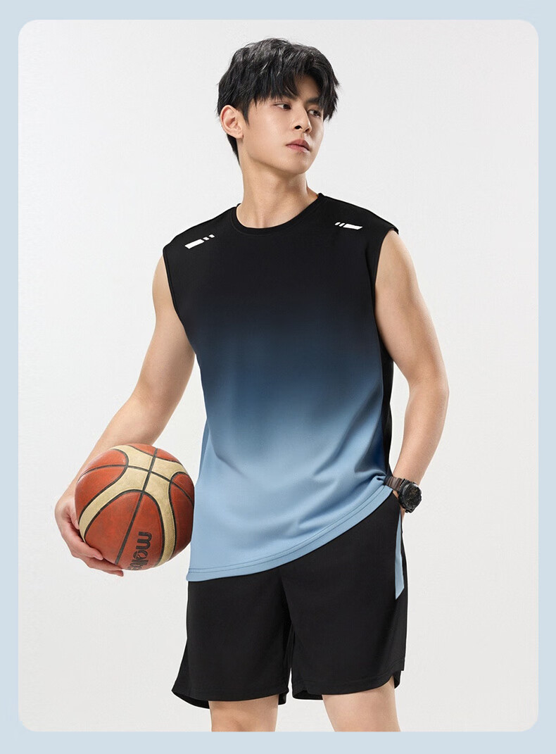 VICTORIATOURIST Men's Sports Set, Indoor Fitness Wear, Sports Tank Top, Ice Silk Quick-Dry Shirt, Running Basketball Training T-Shirt Equipment 12