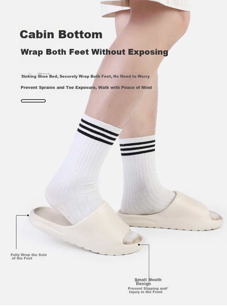 FOOTOPPO Men's Slippers, Summer Squishy Feeling Sandals, Outdoor Sports Non-Slip Thick-Soled Slippers for Home Use, Bathroom Shower Slippers 4