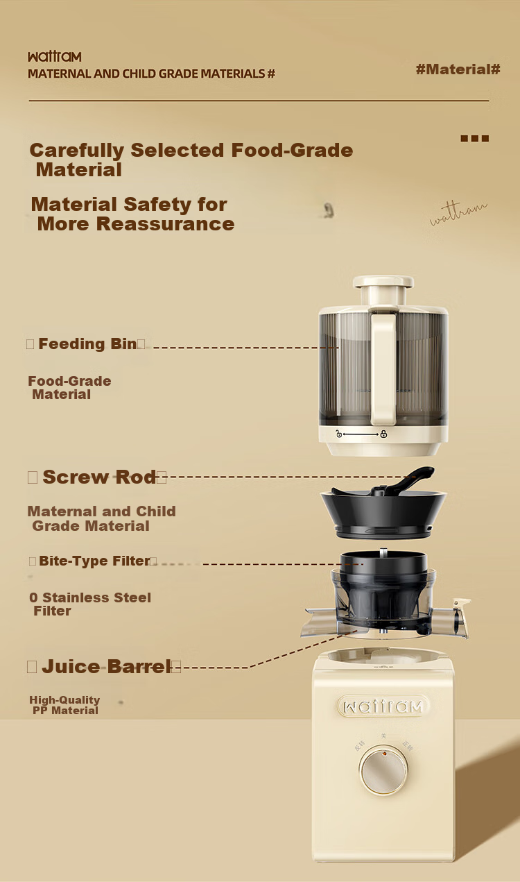 Beiouwolang Juicer, Home Use 156mm Extra-Large Diameter Electric Fruit And Vegetable Juicer with Pulp Separation, Fresh-Pressed Fruit And Vegetable Juicing Machine without Cutting Fruits And Vegetables J1 22