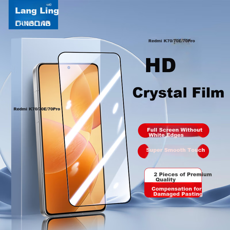 Защитное стекло LANGLING для Xiaomi Redmi K70/70Pro, противоударное, полноэкранное, HD Clear, антиотпечатки, 2 шт.