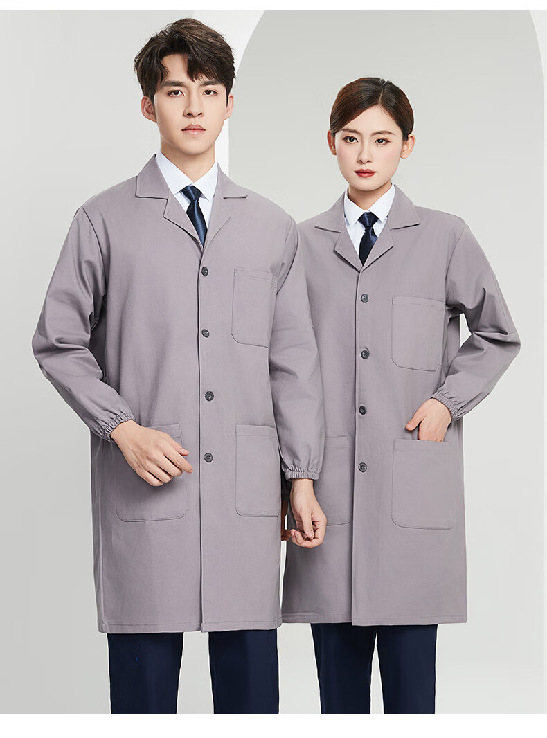 Laurie Pure Cotton White Lab Coat Hospital Medical Doctor Student Laboratory Workwear Long Sleeve Chemistry Coat Customizable 6