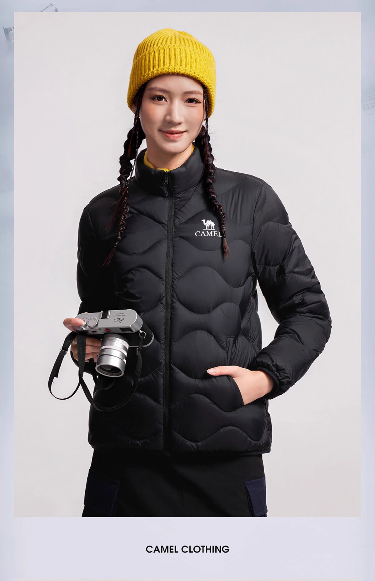 CAMEL Women's Down Jacket Autumn Winter New Lightweight High Loft Warm Windproof Anti-Static Coat for Men and Women 9