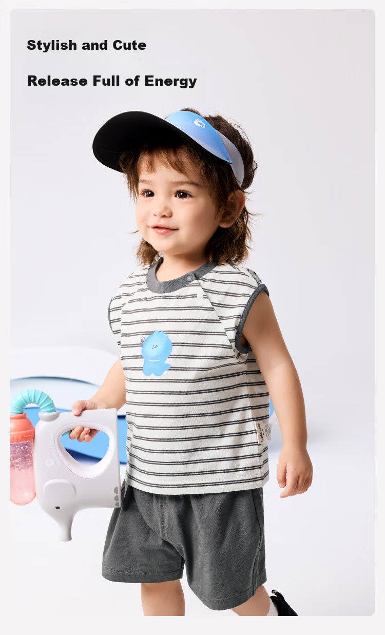 BALABALA Baby Short-Sleeve Set, Boys' Summer Outfit, Girls' Stylish Two-Piece Set, Fashionable And Cute, 209225119202 1