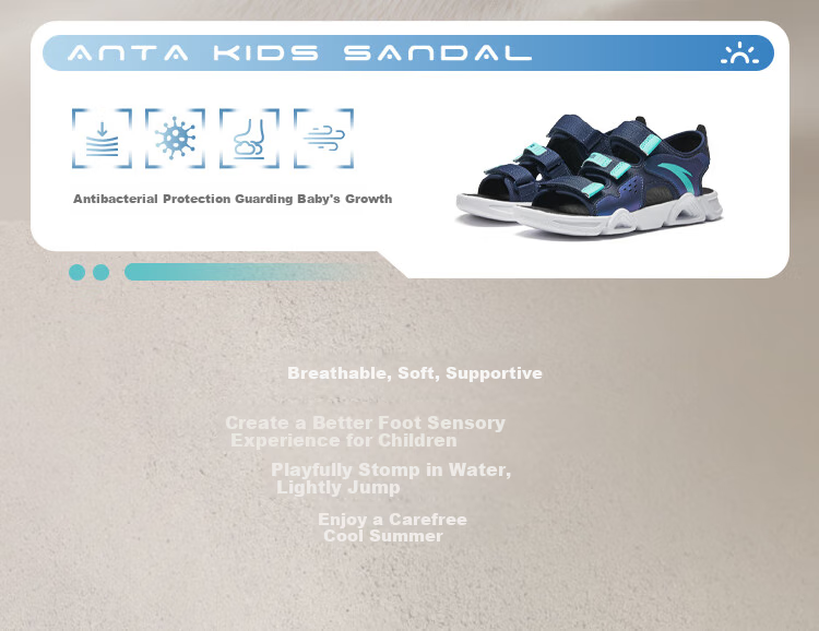 Anta Kids Sports Sandals Girls Big Kids Summer Breathable Velcro Open Toe Beach Shoes A22326962J 12