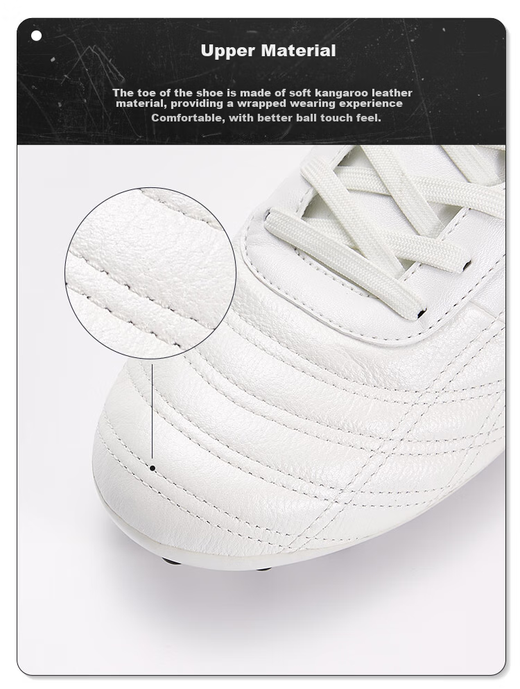 JOMA Kangaroo Leather Soccer Shoes for Men, Women, Adults, Children, Teenagers And Students MG Stud Soccer Cleats for Matches And Training, White, Size 40 3