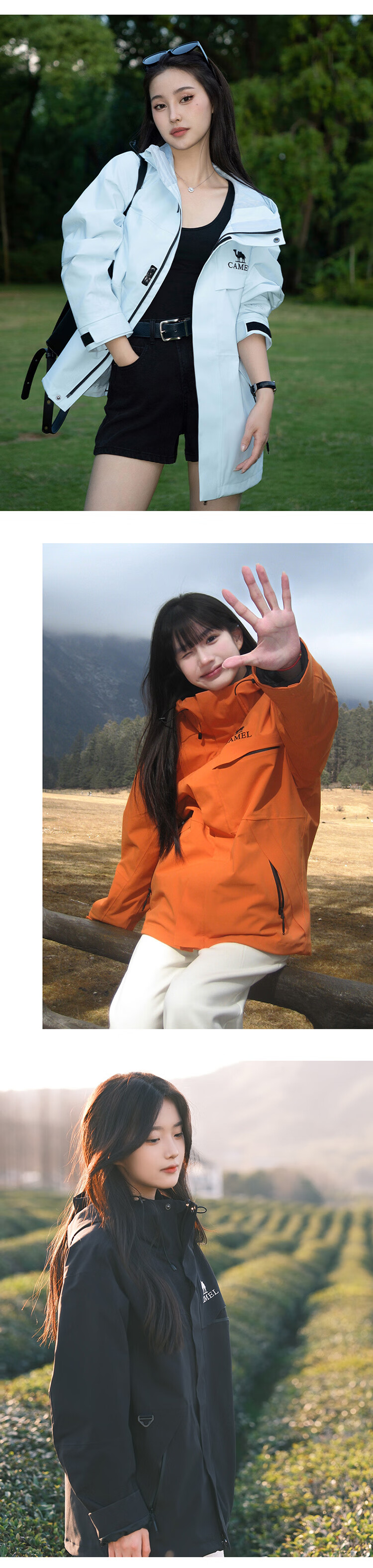 CAMEL [Zhuifengzhe Single-Use] Outdoor Waterproof Windproof Breathable Jacket for Couples Hiking W34CATG603B 2
