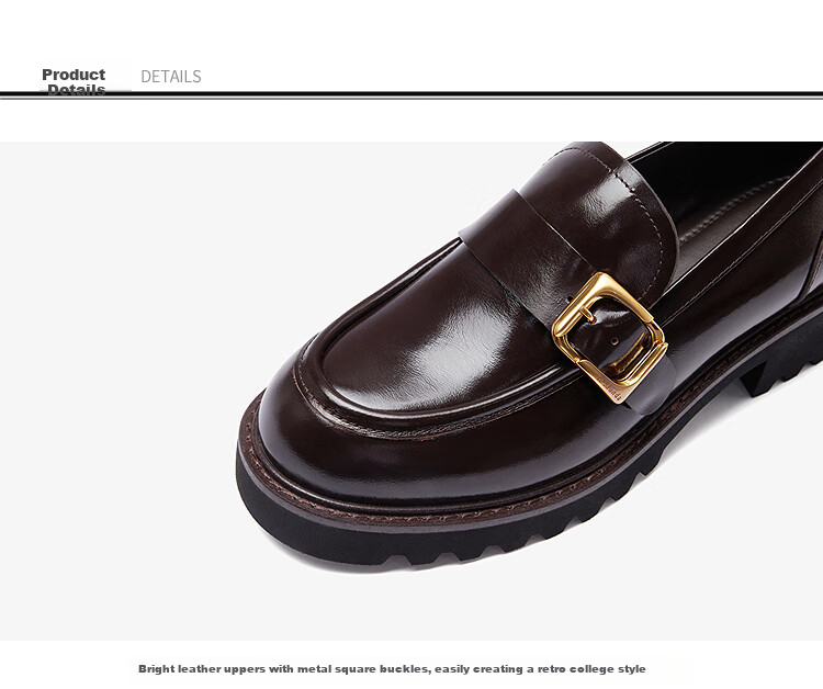 Le saunda [Jazz Movement] Fashion British Style Solid Color Deep Mouth Round Toe Loafers Women's Flats 45403 Black BKL 34 9