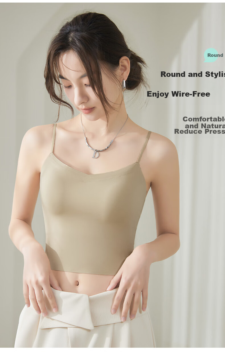GUJIN Ice Silk Camisole Tank Top for Women with Built-In Bra Pads, Can Be Worn Alone Or As Outer Layer, Slim-Fit Undershirt, Lightweight And Comfortable without Needing A Bra 12