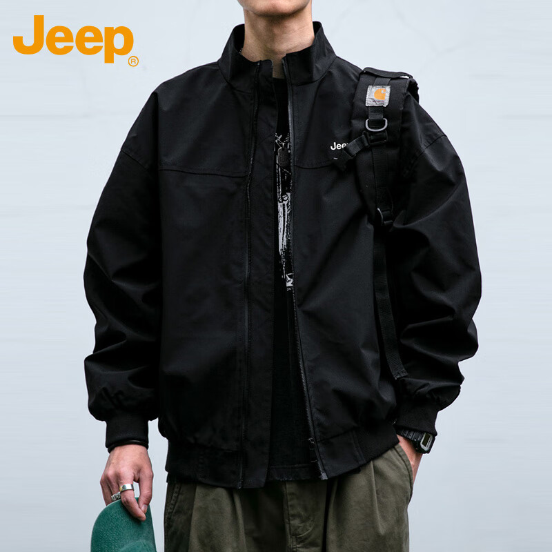 Мужская куртка JEEP, осенне-зимняя, с воротником-стойкой, деловая, повседневная, американского стиля, черная, размер M