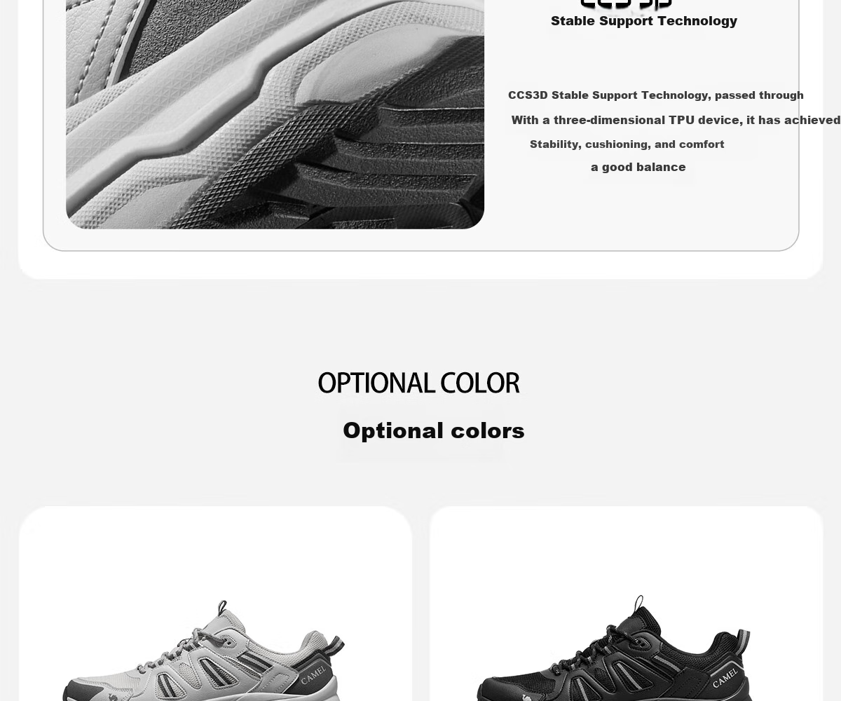 CAMEL Outdoor Hiking Shoes for Women, Breathable Casual Thick-Soled Trekking Shoes, Water-Resistant Non-Slip Women's Shoes F25B693007 Size 35 17