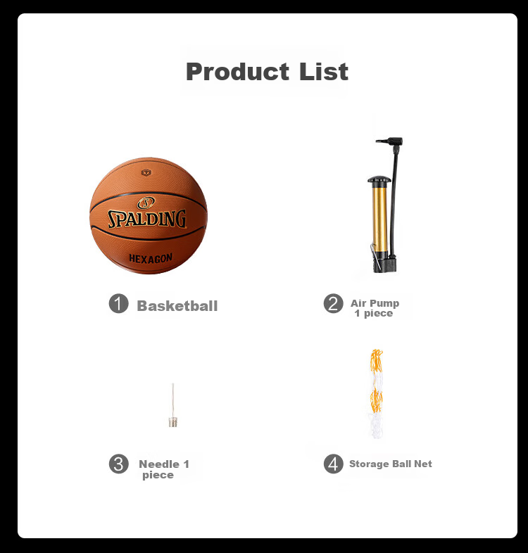 JD Original | Spalding Co-Branded HEXAGON Series No. 7 PU Adult Basketball, Moisture-Absorbing Standard Size 7 Ball 11