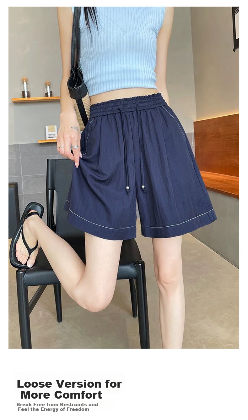 XUEXIMAN Tencel Denim Shorts for Women, 2025 Summer New Thin High-Waist A-Line Slimming Knee-Length Shorts 5