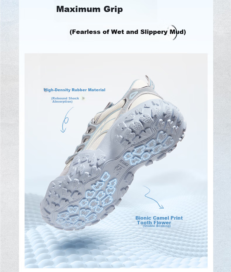 CAMEL Women's Hiking Shoes, Version 2.0 Mecha Edition, Outdoor Ugly-Cute Shoes, L25M202007W, Beige/silver/blue (Mesh), Size 35 8