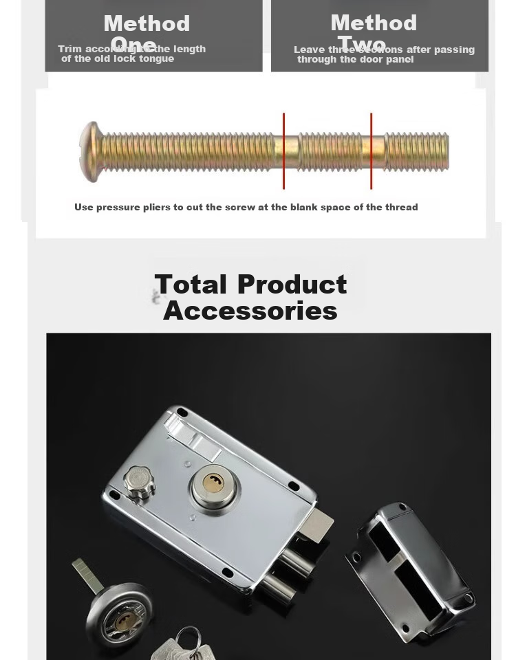 Shouli Anti-Theft Door Lock Old-Style Surface-Mounted Door Lock Anti-Pry Household Iron Door Lock Wooden Door Lock Universal Indoor and Outdoor Right-Hand Opening 13