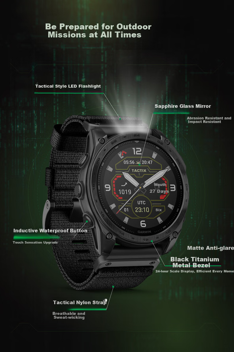 GARMIN Tactix8 Standard 47mm Color Display ECG Heart Rate Tactical Outdoor Sports Watch 3