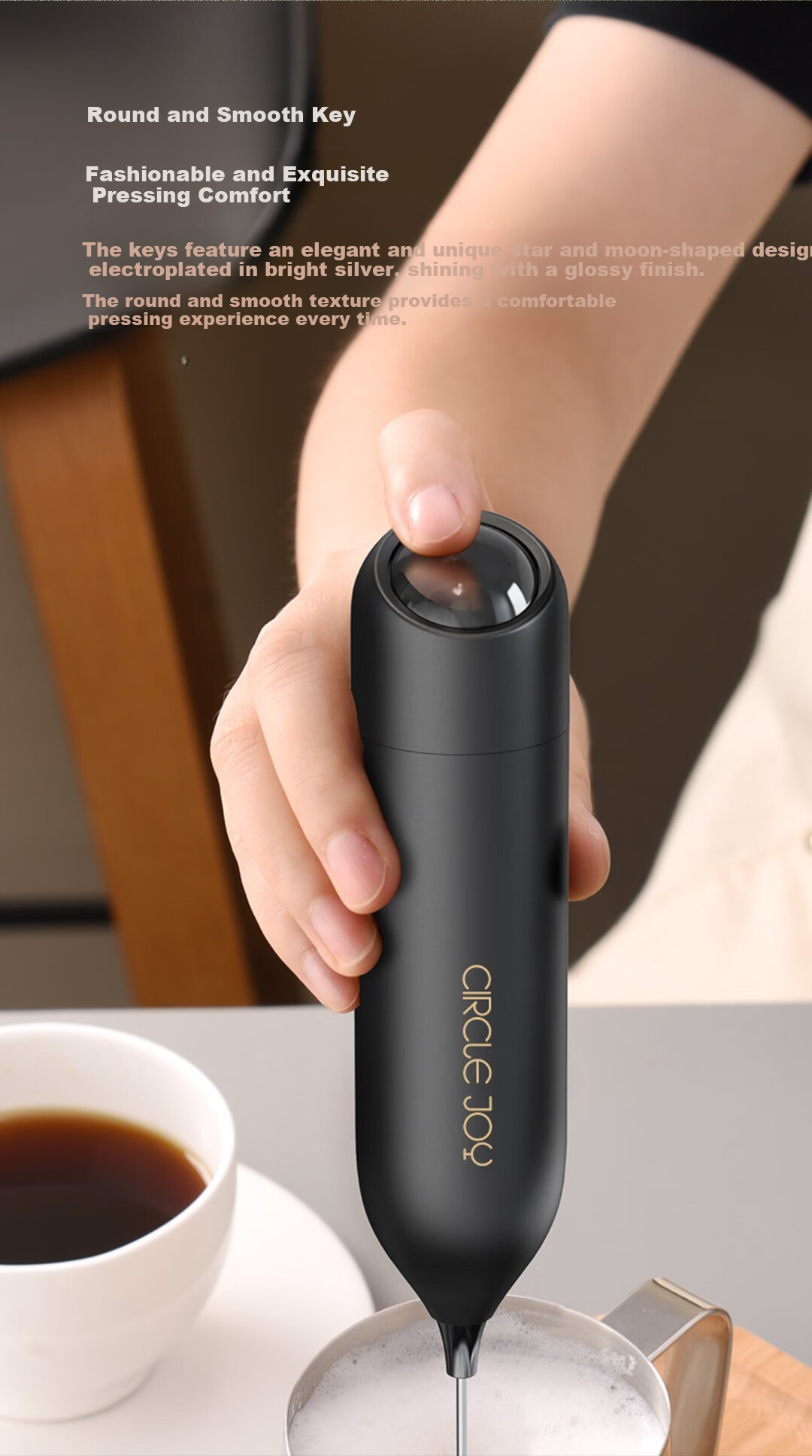 Circle Joy Star Moon Electric Milk Frother, Coffee Milk Frother for Home Use, Handheld Milk Frother, Egg Beater 6