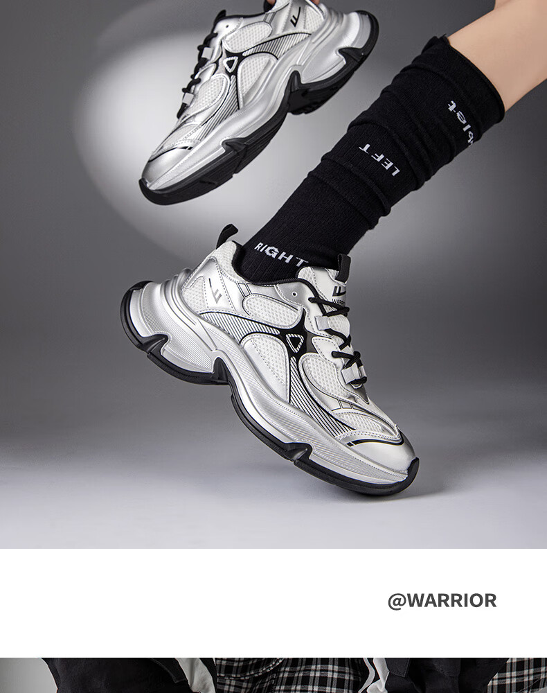Warrior Women's Shoes 2026 New Breathable Mesh Comfortable Soft Sole White Sneakers Silver White Black Size 37 10