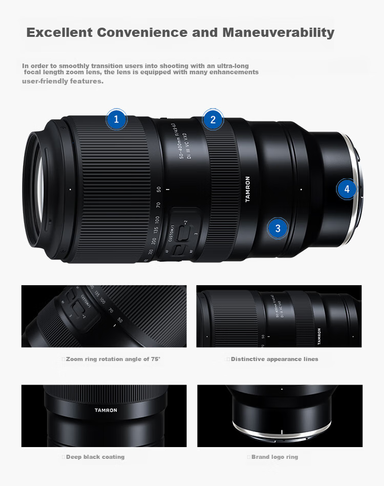 Tamron A067Z 50-400mm F/4.5-6.3 Di III VC VXD Anti-Shake Portrait Concert Super Telephoto Full-Frame Mirrorless Lens (Nikon Z-Mount) 8