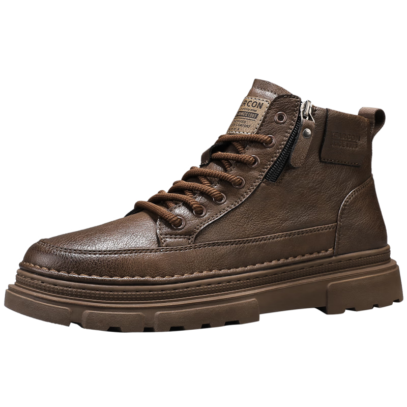 Eierkang Men's Cotton Shoes British Style Martin Boots Casual High-top Sneakers Retro Fashion Work Boots Trendy Thick-soled Shoes for Men