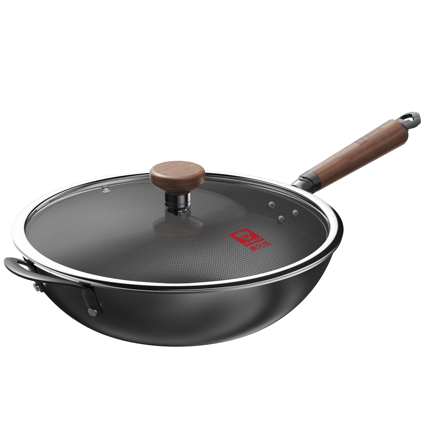 KOBACH Non-Stick Wok, Bionic Iron Pan without Coating, Household Stir-Fry Pan, No Seasoning Required, 34cm, Dishwasher Safe