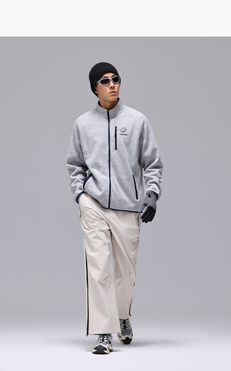 CAMEL Stand Collar Fleece Jacket Unisex Polar Fleece Liner Warm Coat A35CZ0L1239 Light Sand Yellow L 2