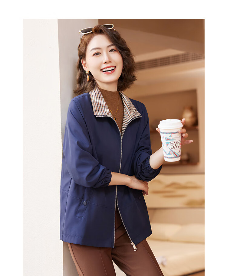 Pasite Casual Color-Block Lapel Trench Coat Jacket for Middle-Aged And Elderly Women, Comfortable Outerwear, Pink, 3XL 8