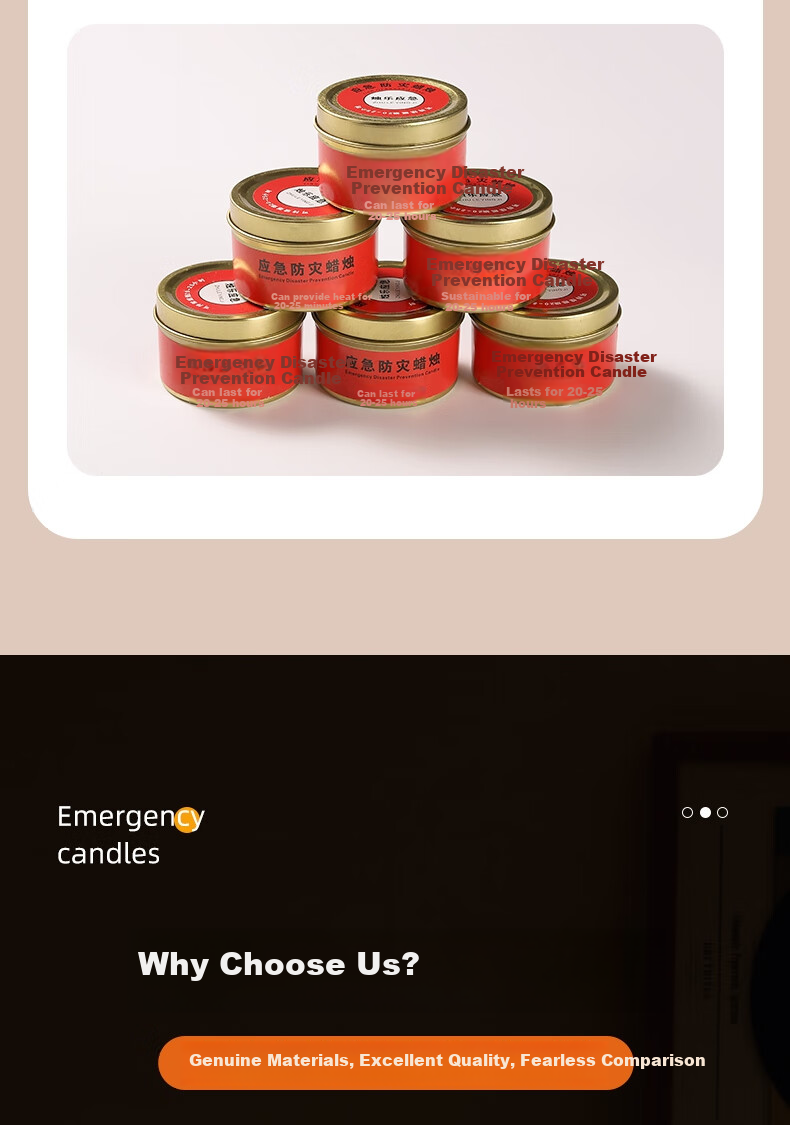 Bingyou Emergency Candles, Pack of 3, Disaster Prevention, Power Outage, Emergency Lighting, Extra Long Burning Time, Windproof, Smokeless And Odorless 3