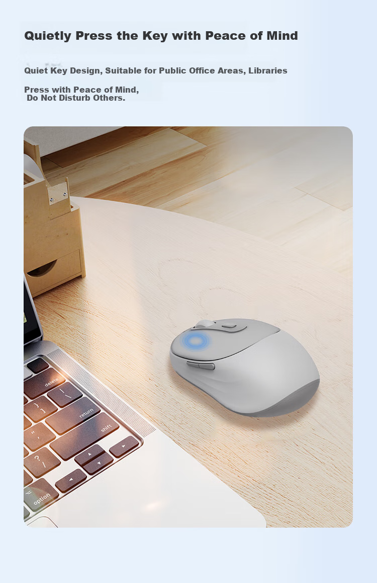Lenovo Xiaoxin M2 Dual-Mode Wireless Bluetooth Mouse, Quiet And Portable, Skin-Like Feel, Comfortable Office Mouse, Computer Laptop Desktop All-In Tablet Mouse M2-BT Gray 7
