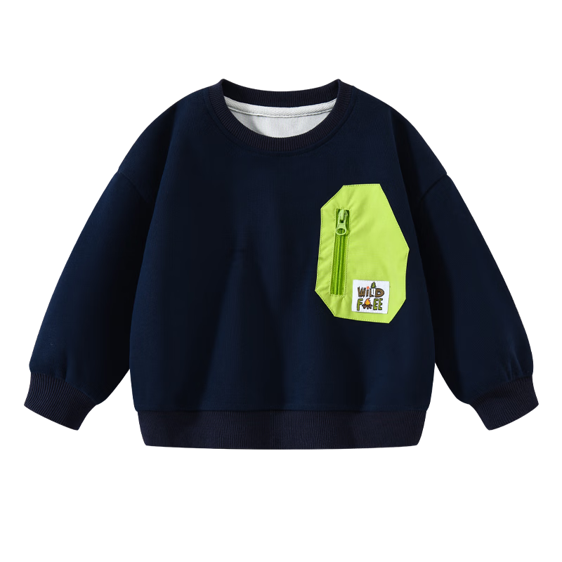 Badibadi Spring and Autumn Baby Toddler Children's Sweatshirt Base Shirt T-Shirt Boys and Girls Jacket Blue Green 100