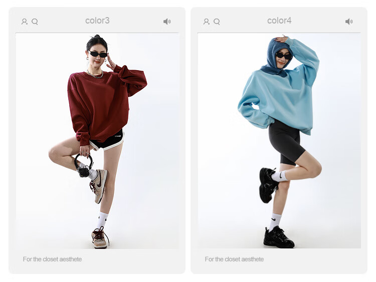 ICH MODE Women's American Style Crew Neck Solid Color Sweatshirt Spring Autumn New Loose Lazy Pullover Long Sleeve Top Black M 4