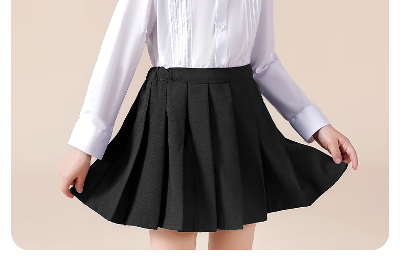 Luomeng Girls' Pleated Skirt, Children's Half Skirt, School Uniform, for Older Children And Elementary Students, Preppy Style Short Skirt, Navy Blue, Size 120 13